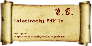 Malatinszky Béla névjegykártya